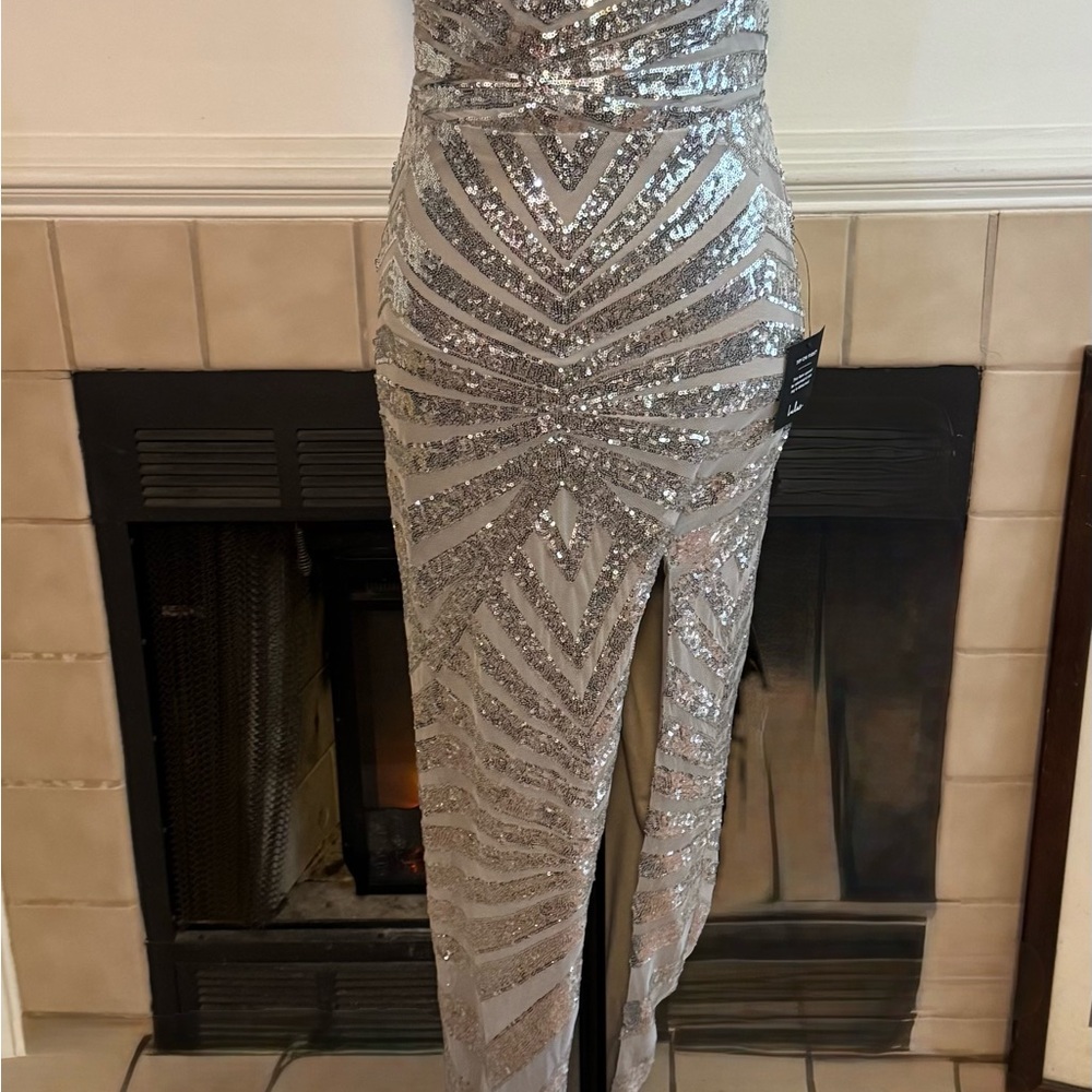 NEW Lulus Silver Sequin Party Dress